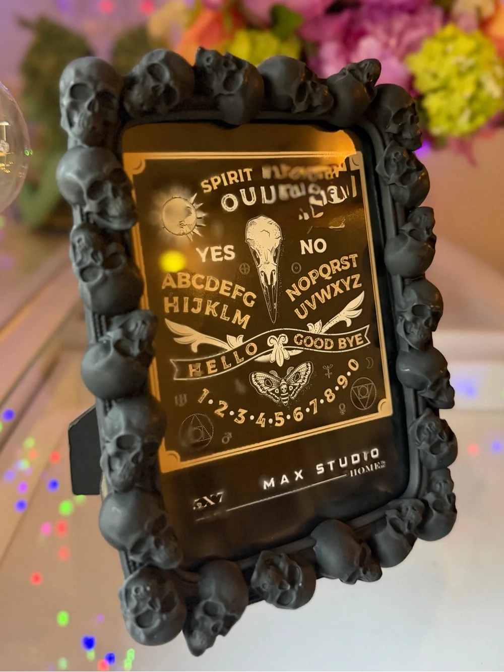 NWOT gothic black skull Halloween max studio tabletop Picture Frame 5x7